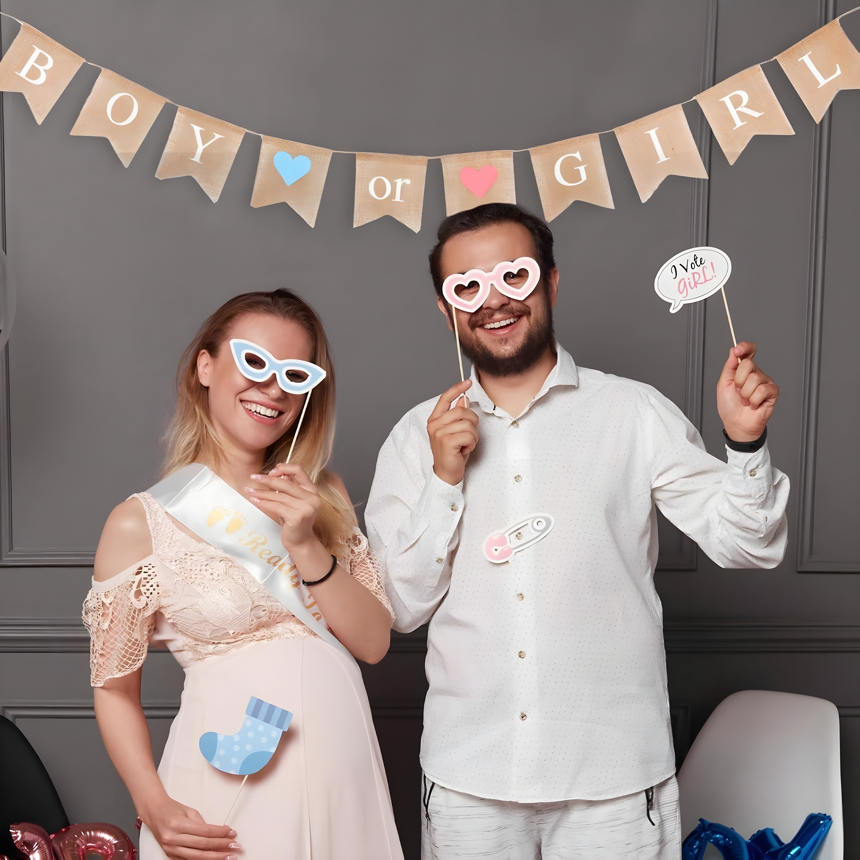 Gender Reveal Party with 'Boy or Girl' Banner