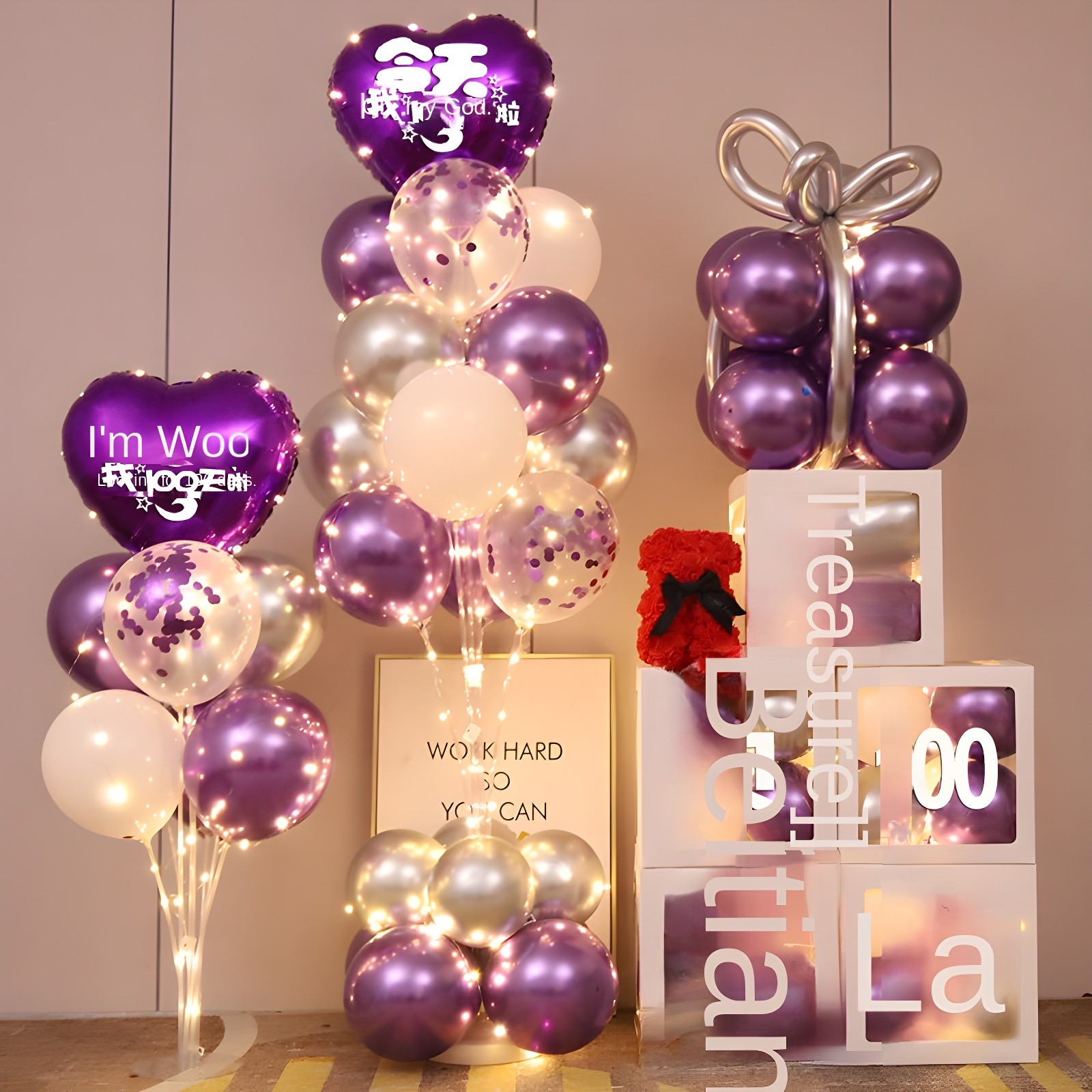 Purple and Silver Balloon Box Set