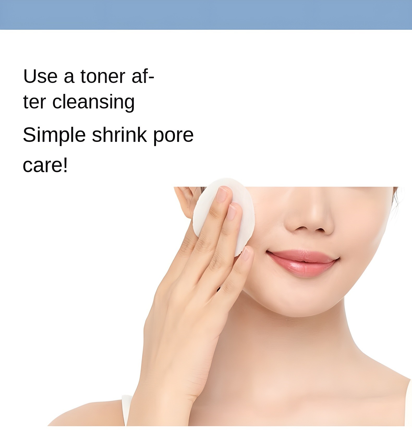 Woman applying Medicube ZERO Pore Pad 2.0 with text 'Use a toner after cleansing'