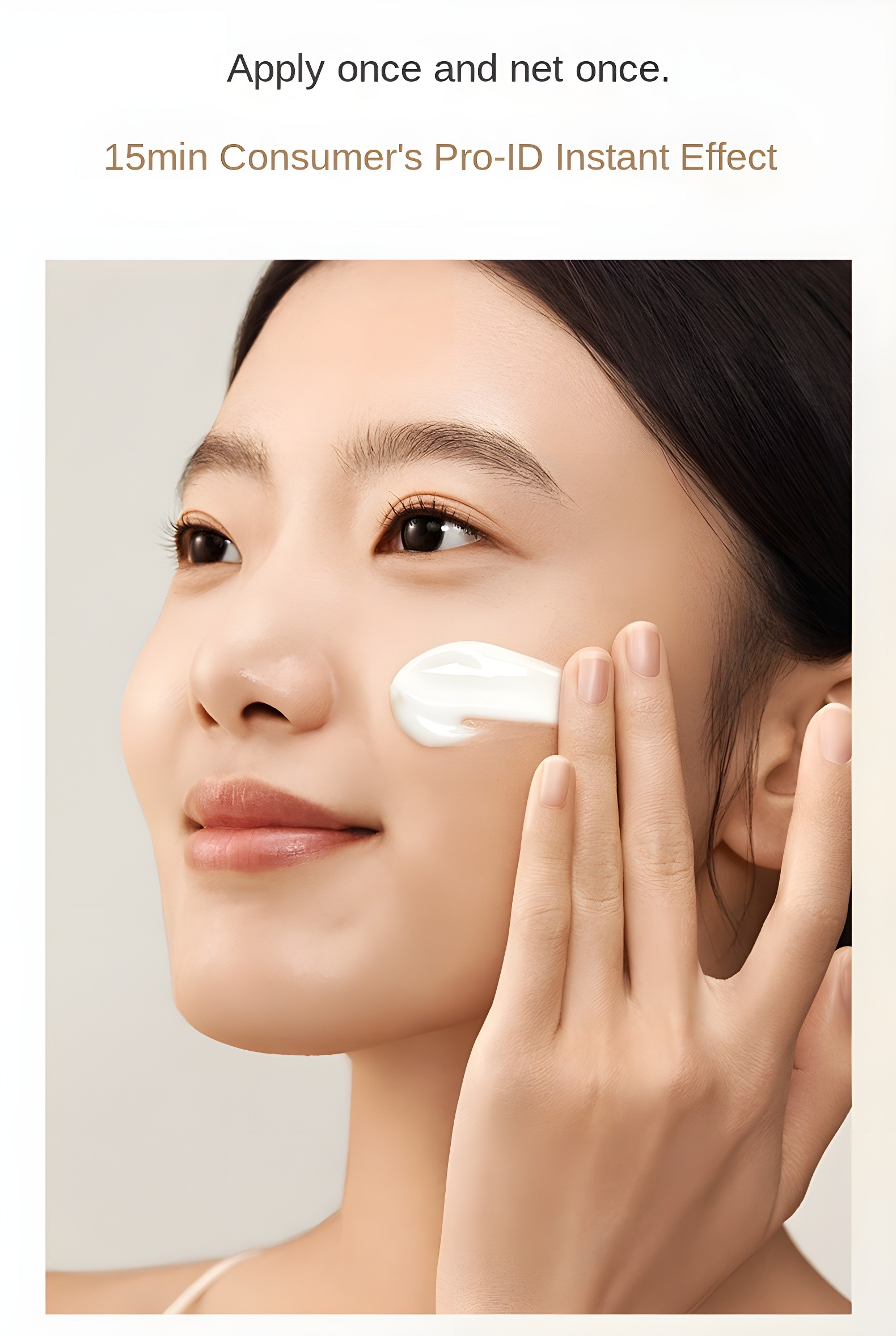 Woman applying CREATOR cream on her cheek