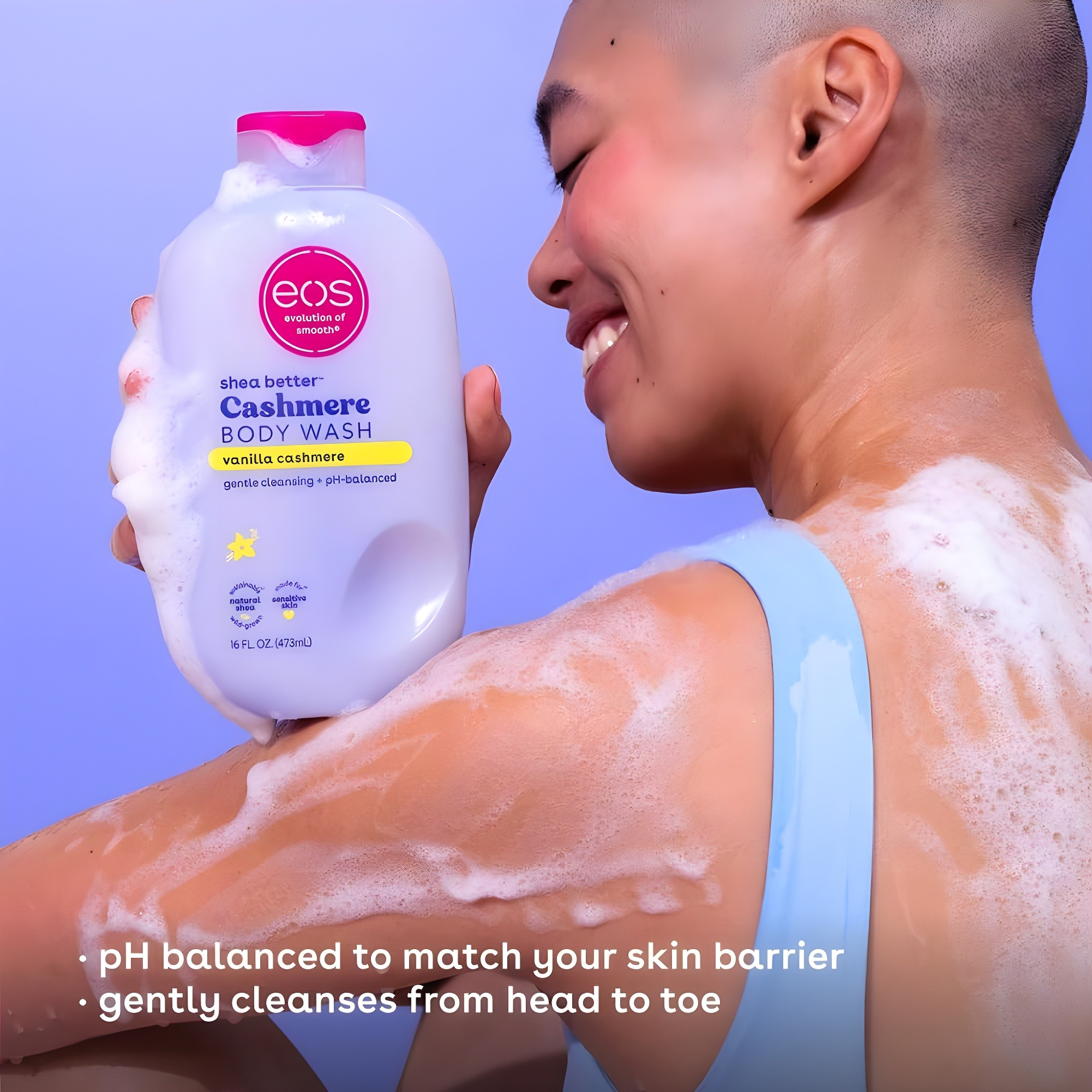 Person using eos Vanilla Cashmere Body Wash