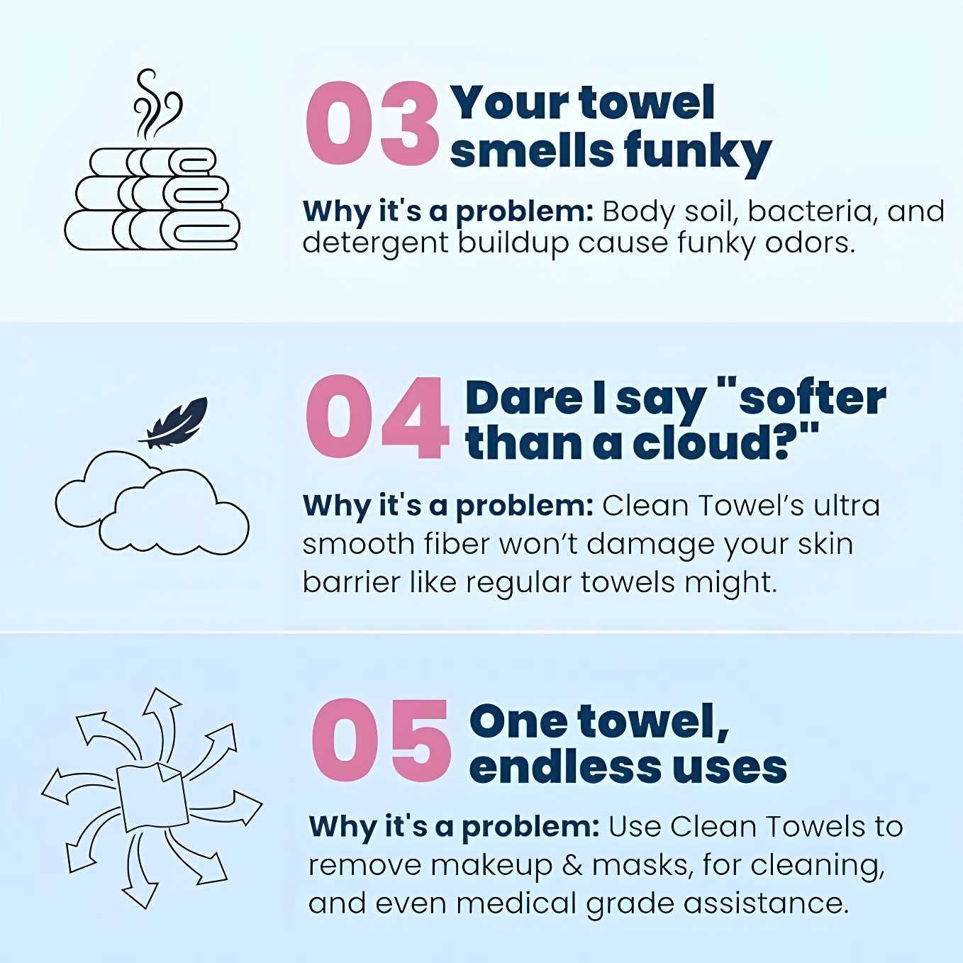 Clean Skin Club towels addressing funky smells