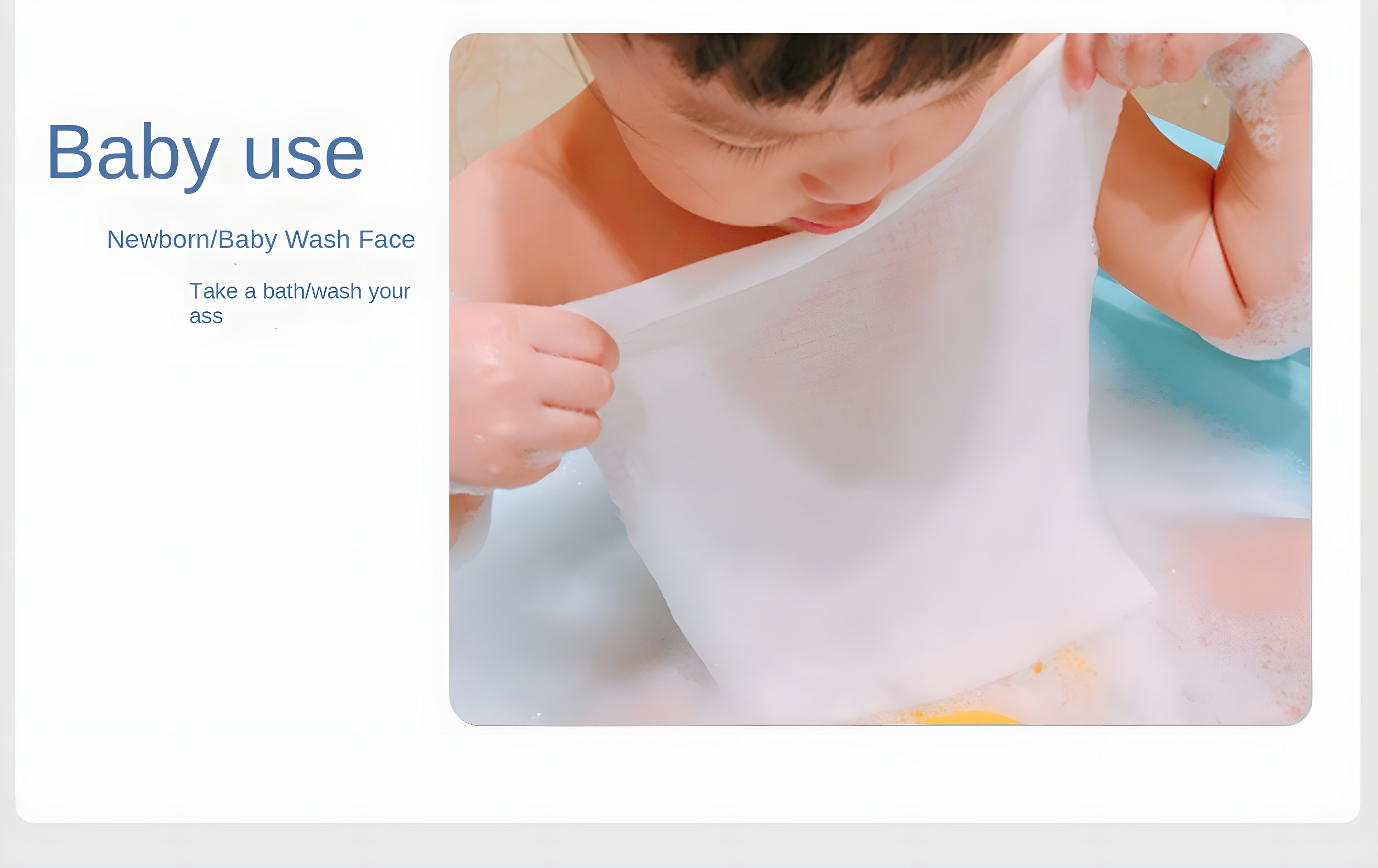 Baby using U-sissy towel during bath time