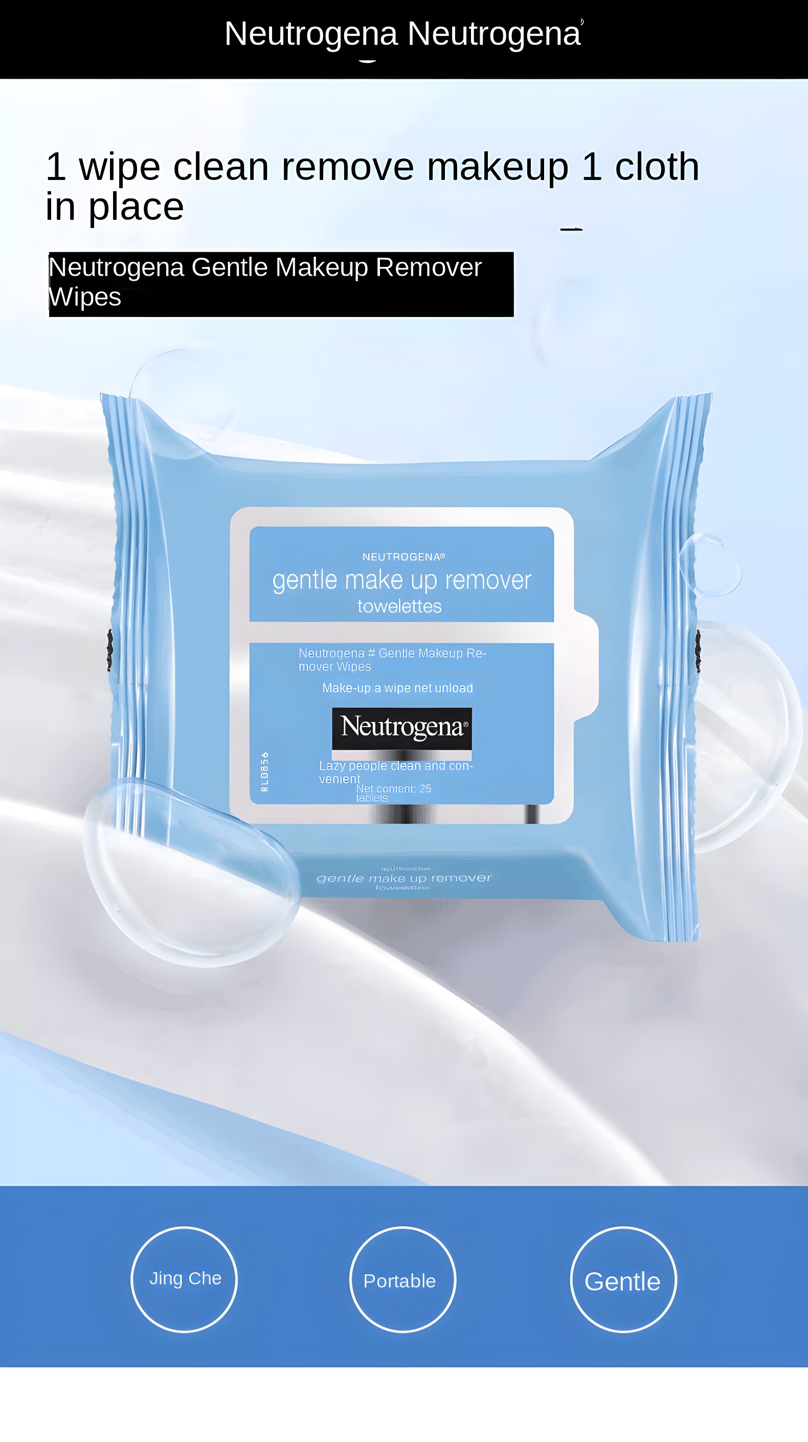 Neutrogena Gentle Makeup Remover Wipes Product Packaging
