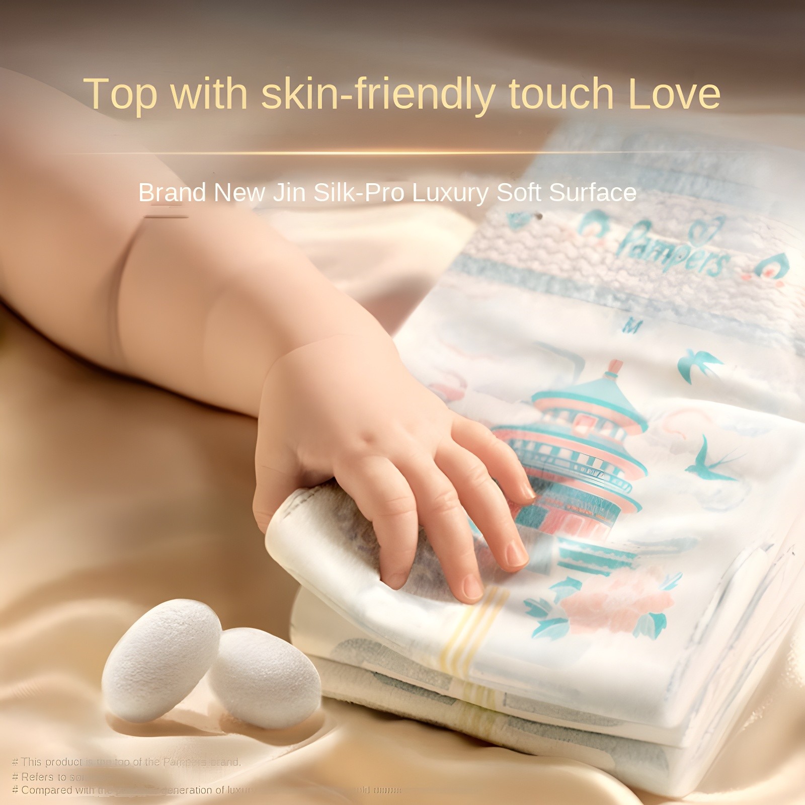 Baby Hand Touching Diaper Surface