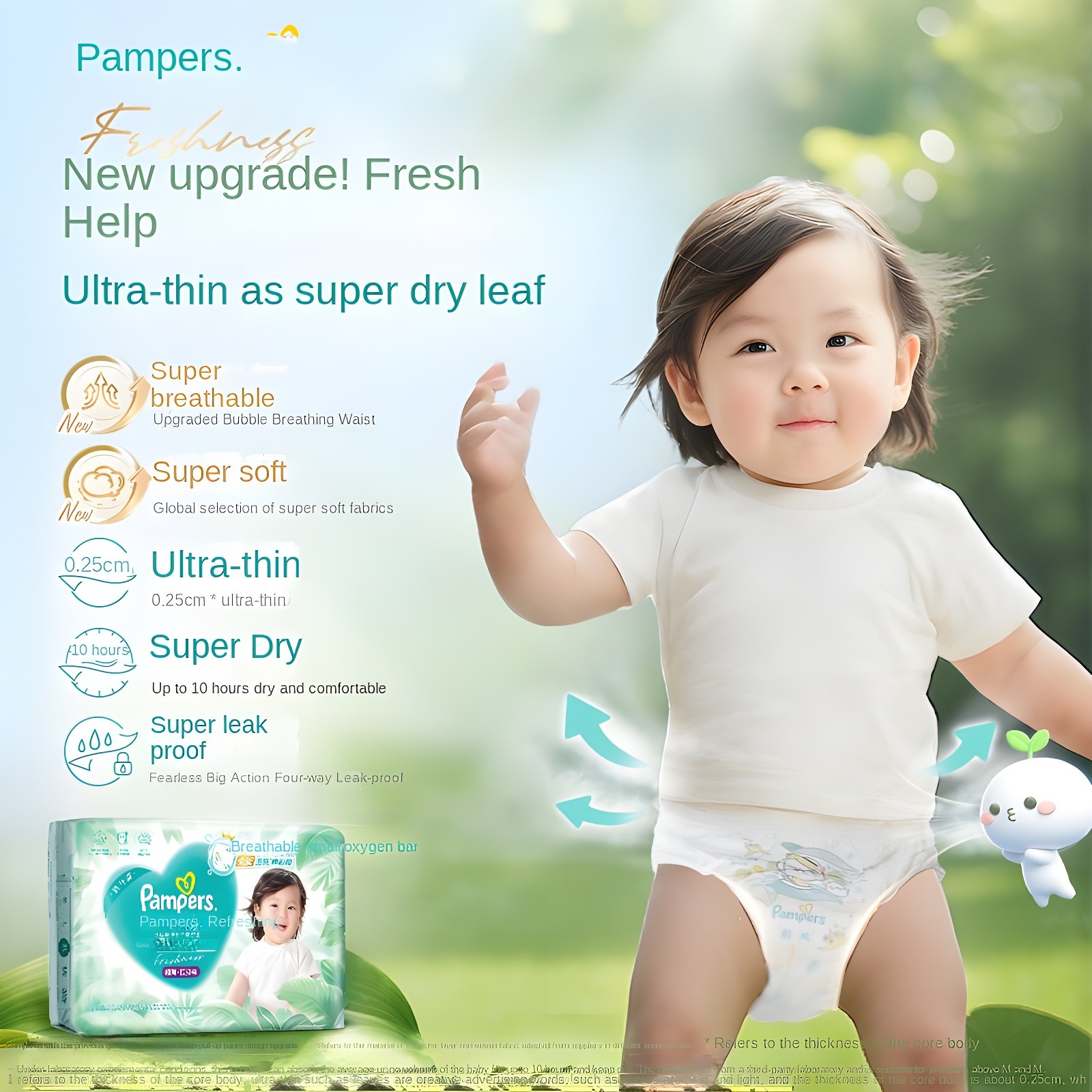 Baby Wearing Pampers Freshness Upgrade Diaper