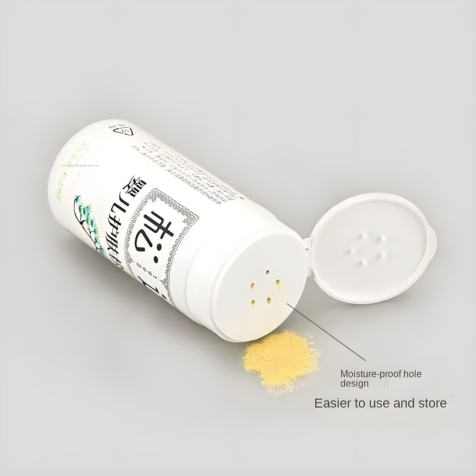 Application guide step 2: smearing powder onto baby's skin with fingers