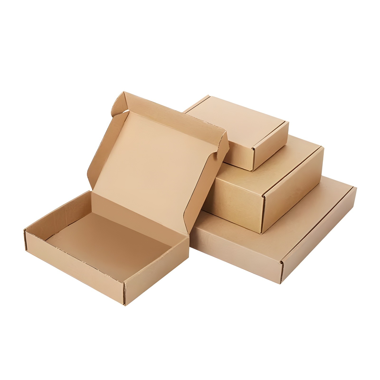 Open and closed airplane boxes showing clean interior and precise folds