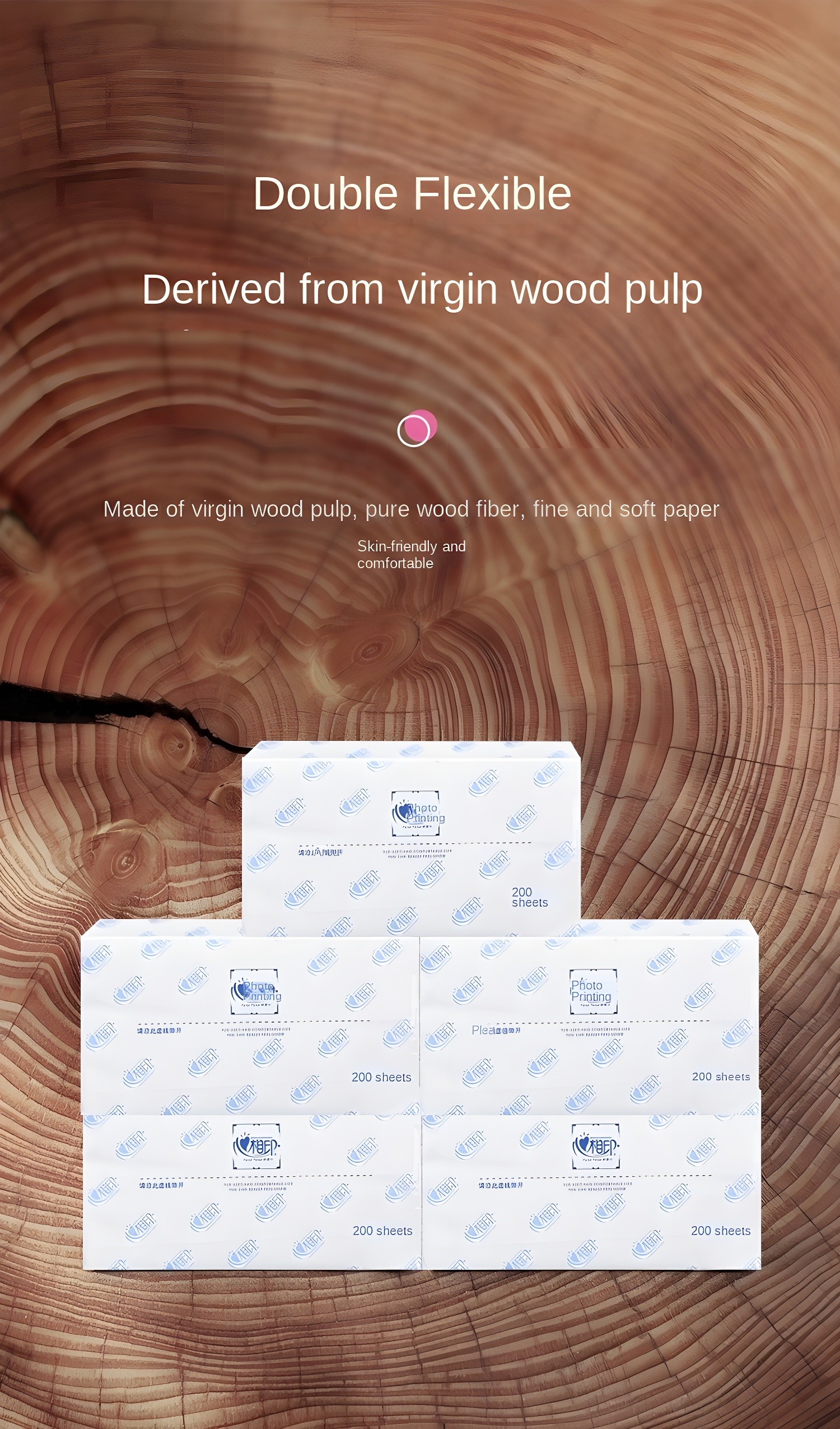 HeartPrint DT100 tissue boxes on a wooden background