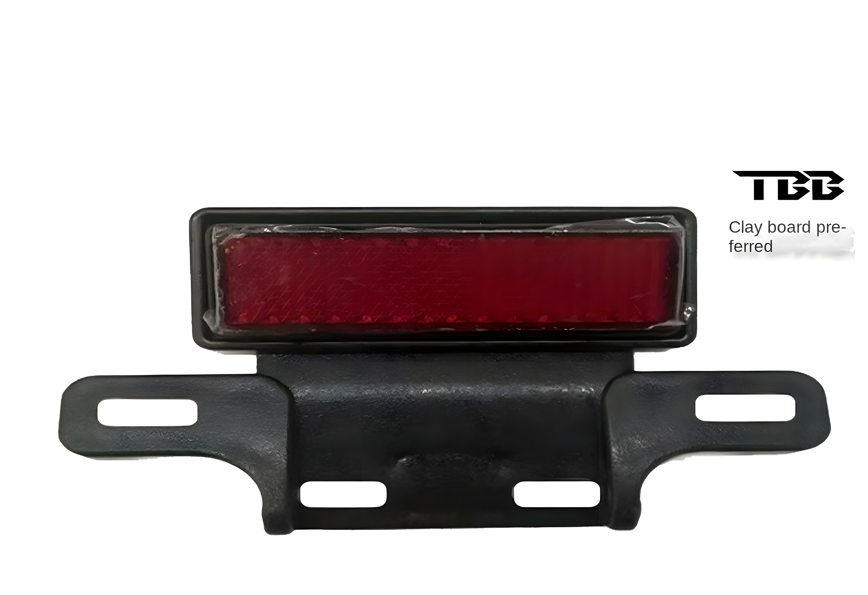 Plastic tailplate bracket with TGB logo and clay board note