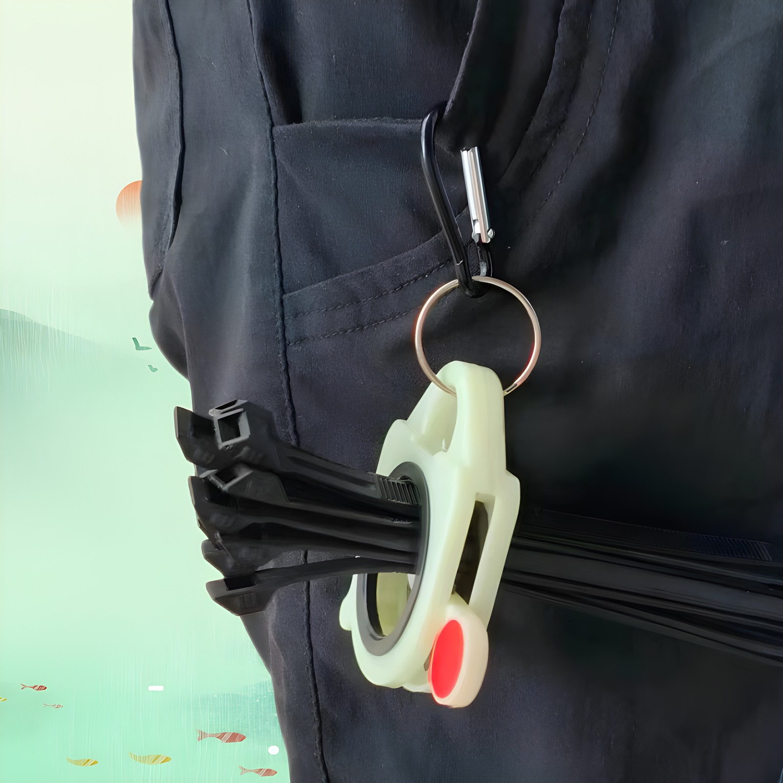 LC-170 attached to pants pocket with straps secured