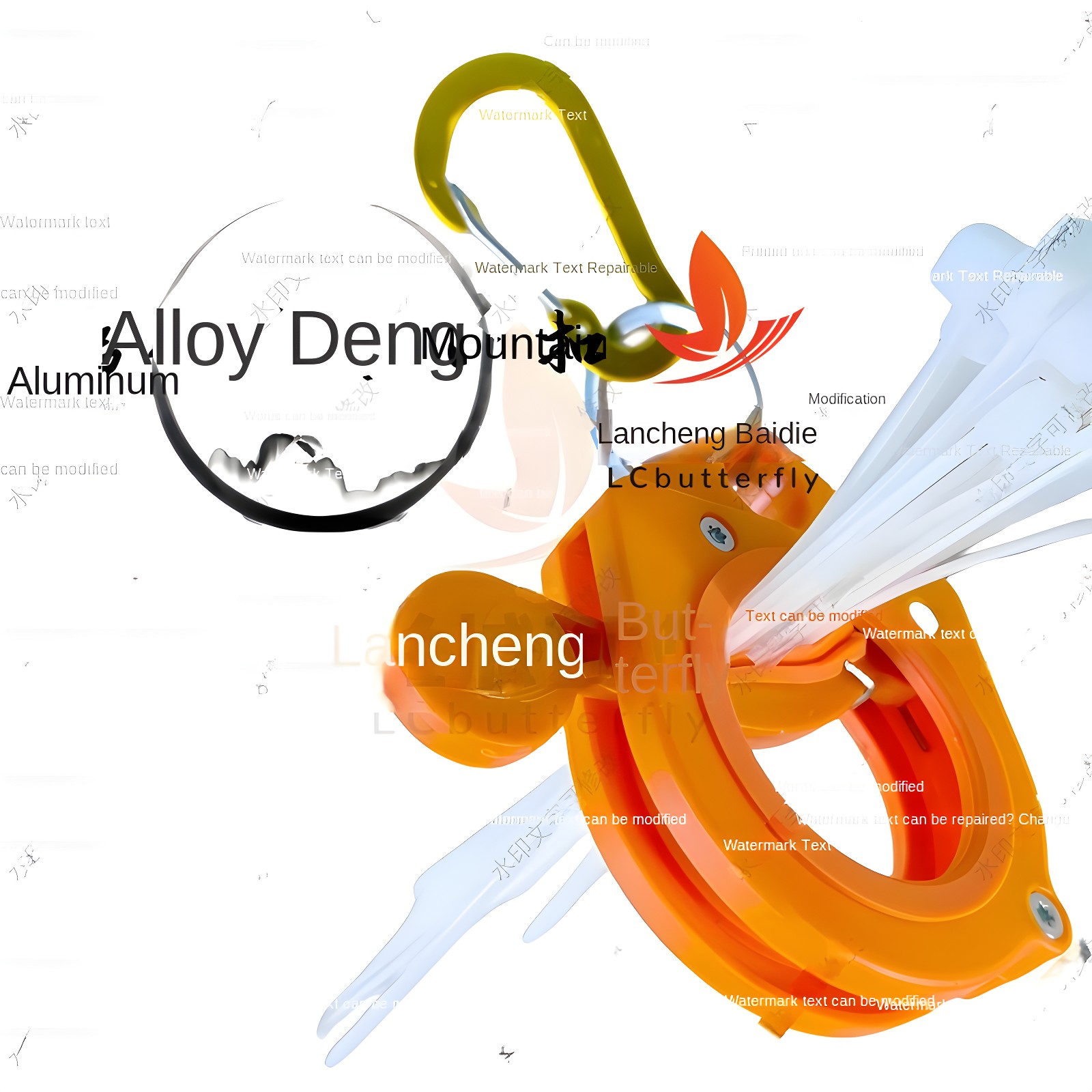 Orange LC-170 with text overlays highlighting materials and brand