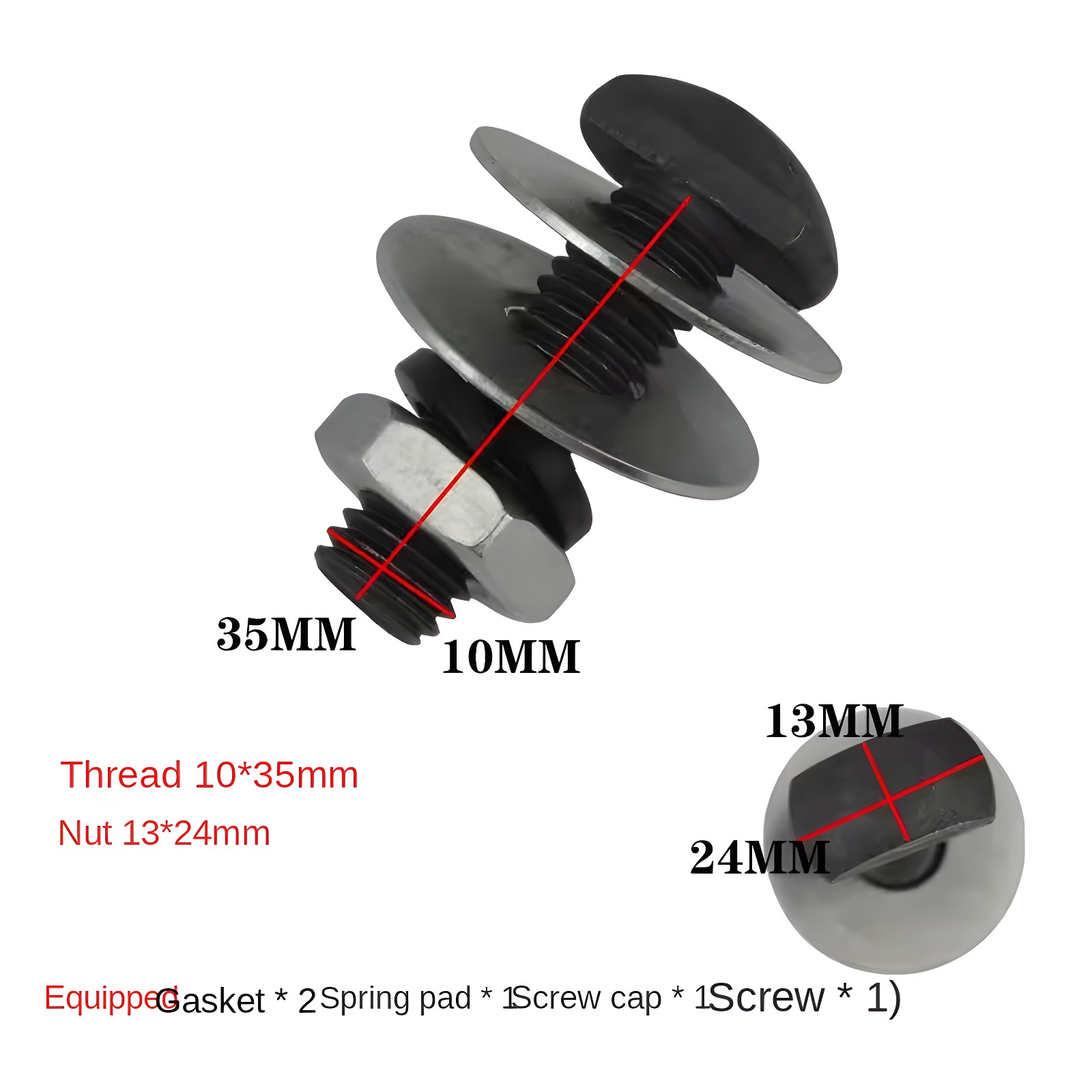 Close-up of Screw Assembly with Spring Pad and Cap