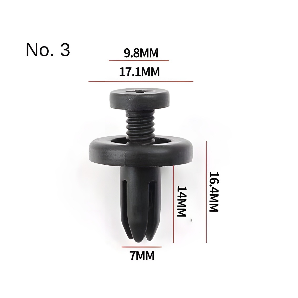 No. 3 Clip Dimensions