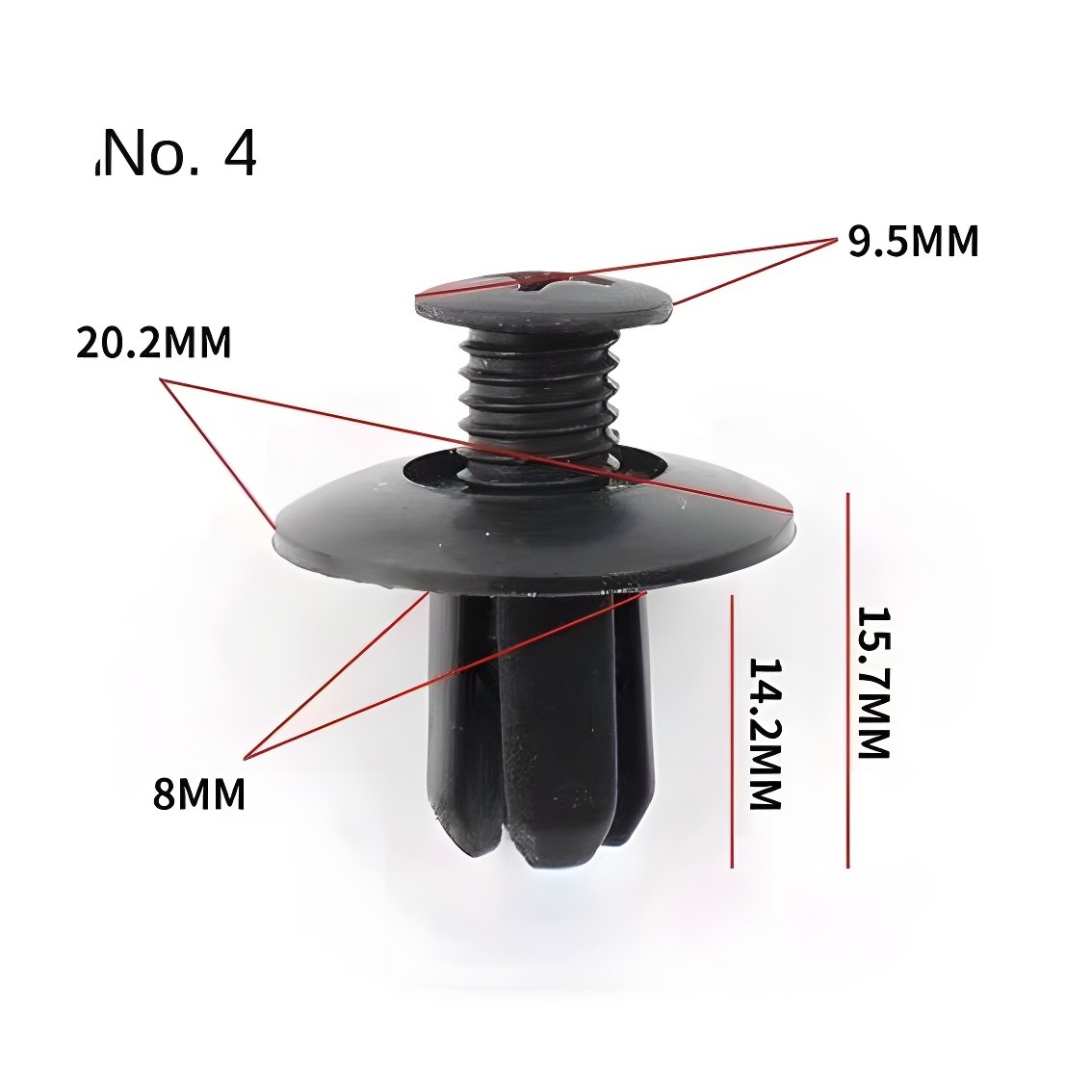 No. 4 Clip Dimensions