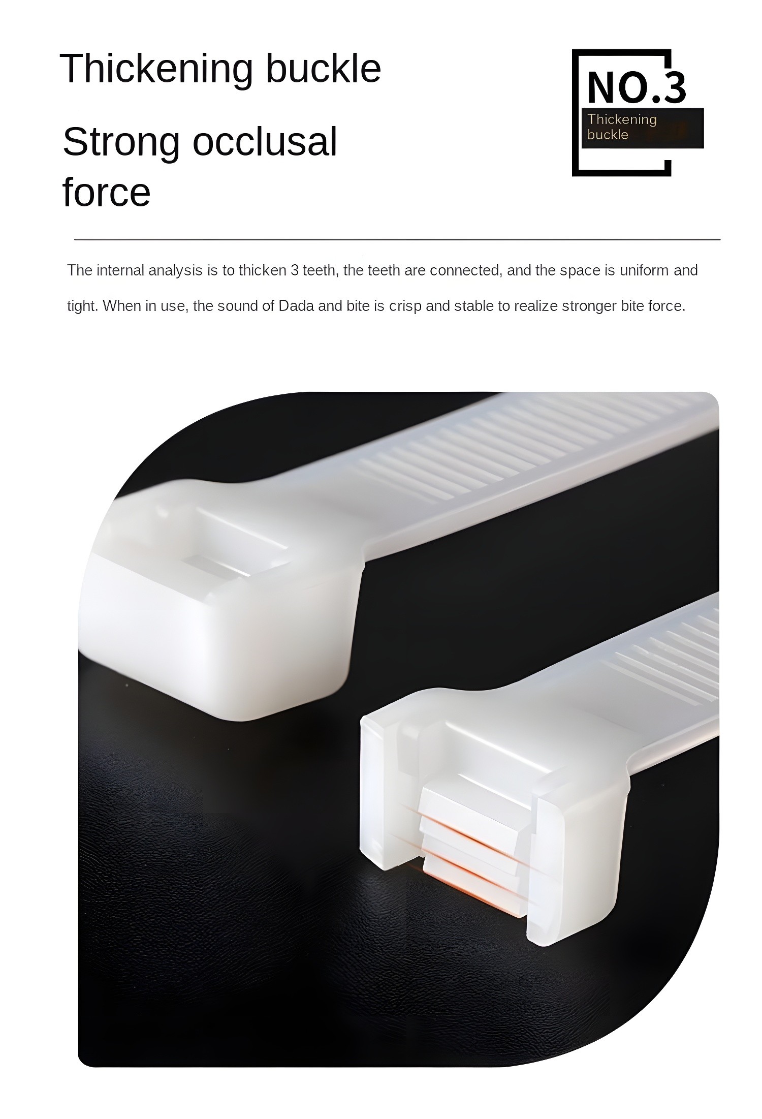 Detailed view of the thickening buckle and strong occlusal force