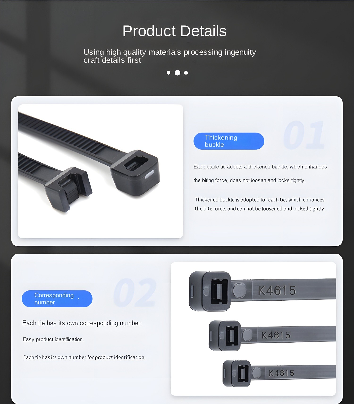 KSS Cable Tie Product Details Highlighting Thickened Buckle