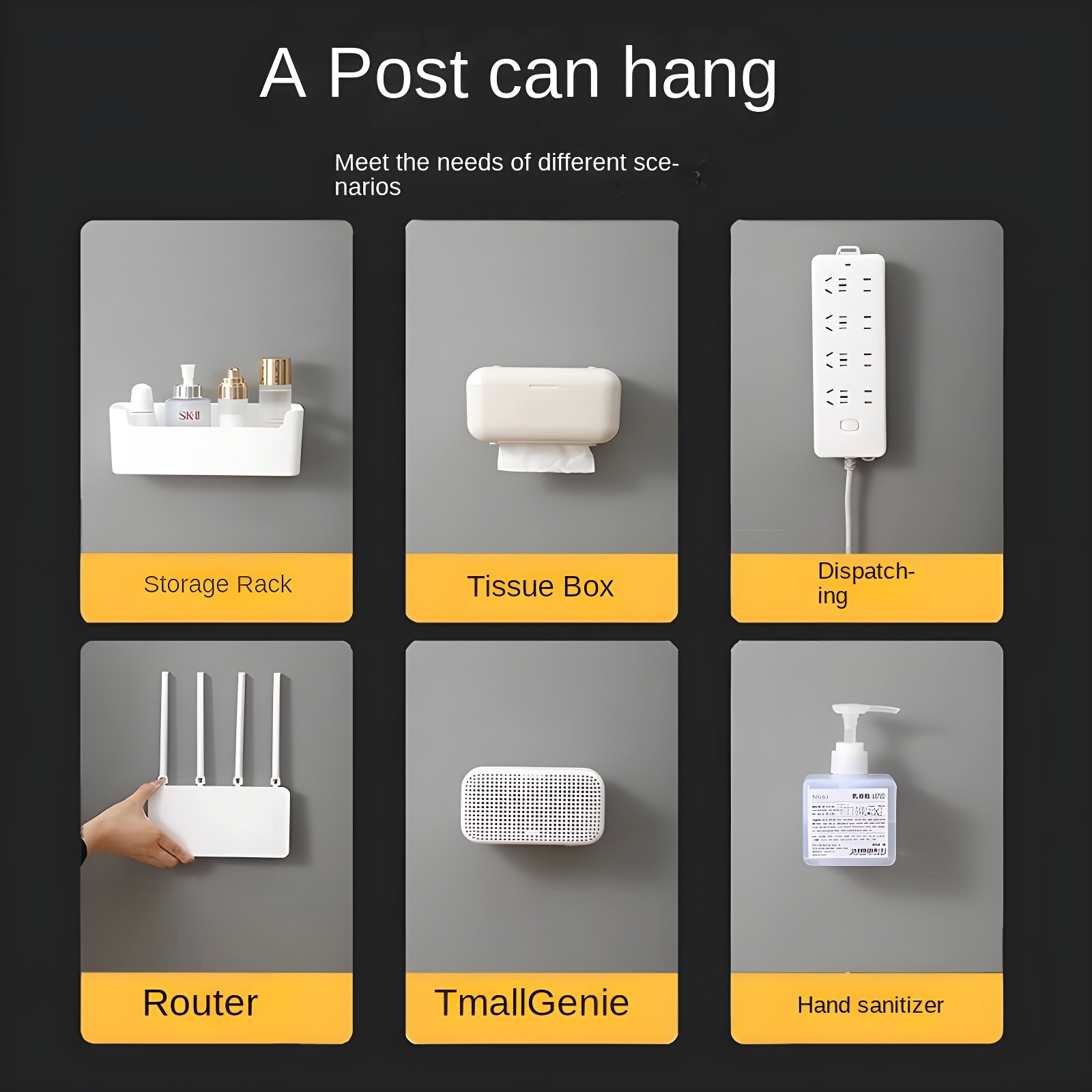 Various items mounted on the organizer