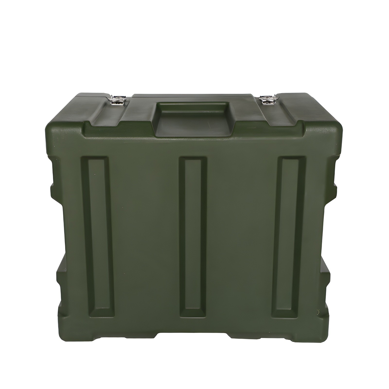 Side-angle view of closed case highlighting reinforced corners and latch hardware