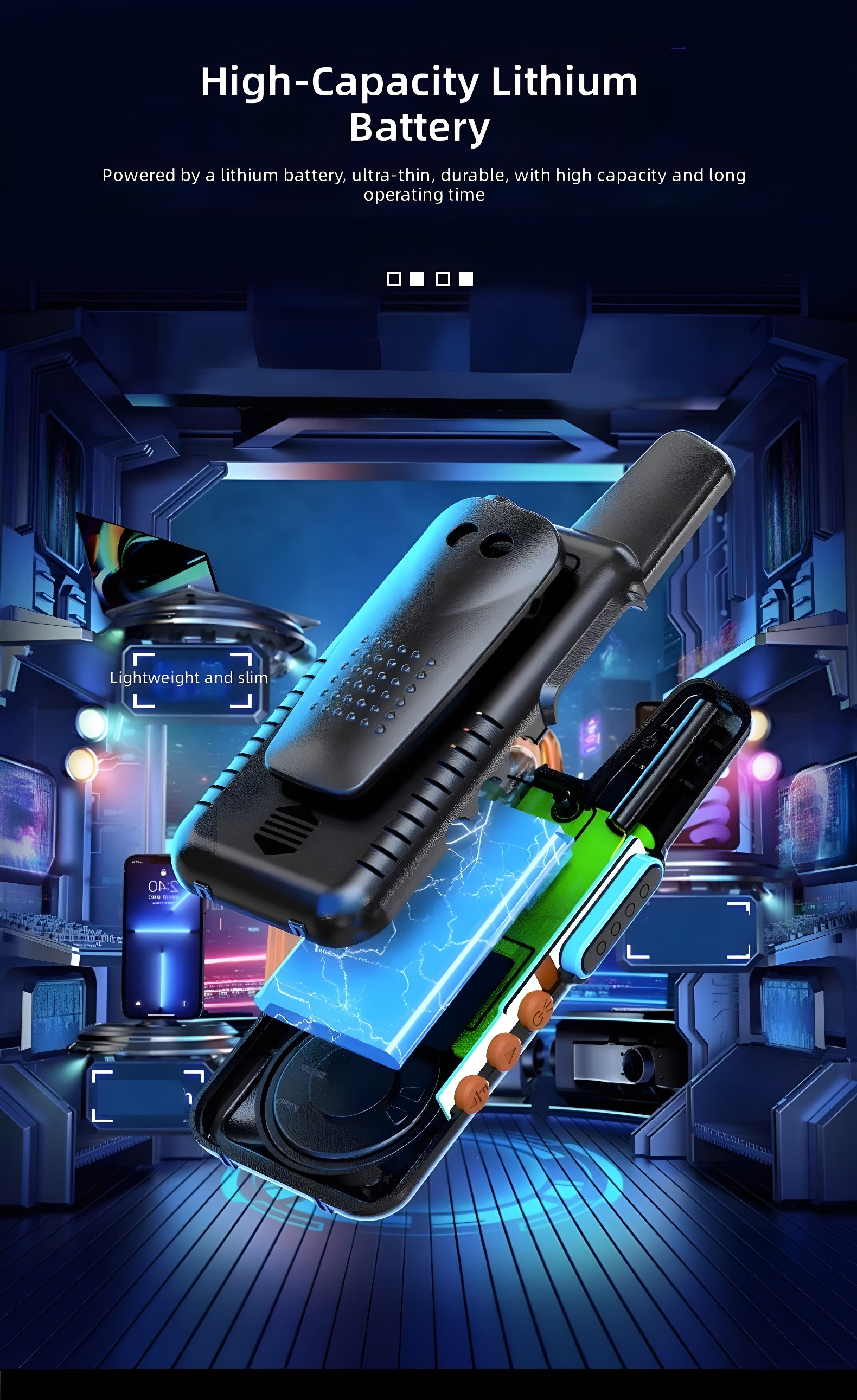 High-Capacity Lithium Battery – Ultra-thin, durable, with large capacity and long operating time