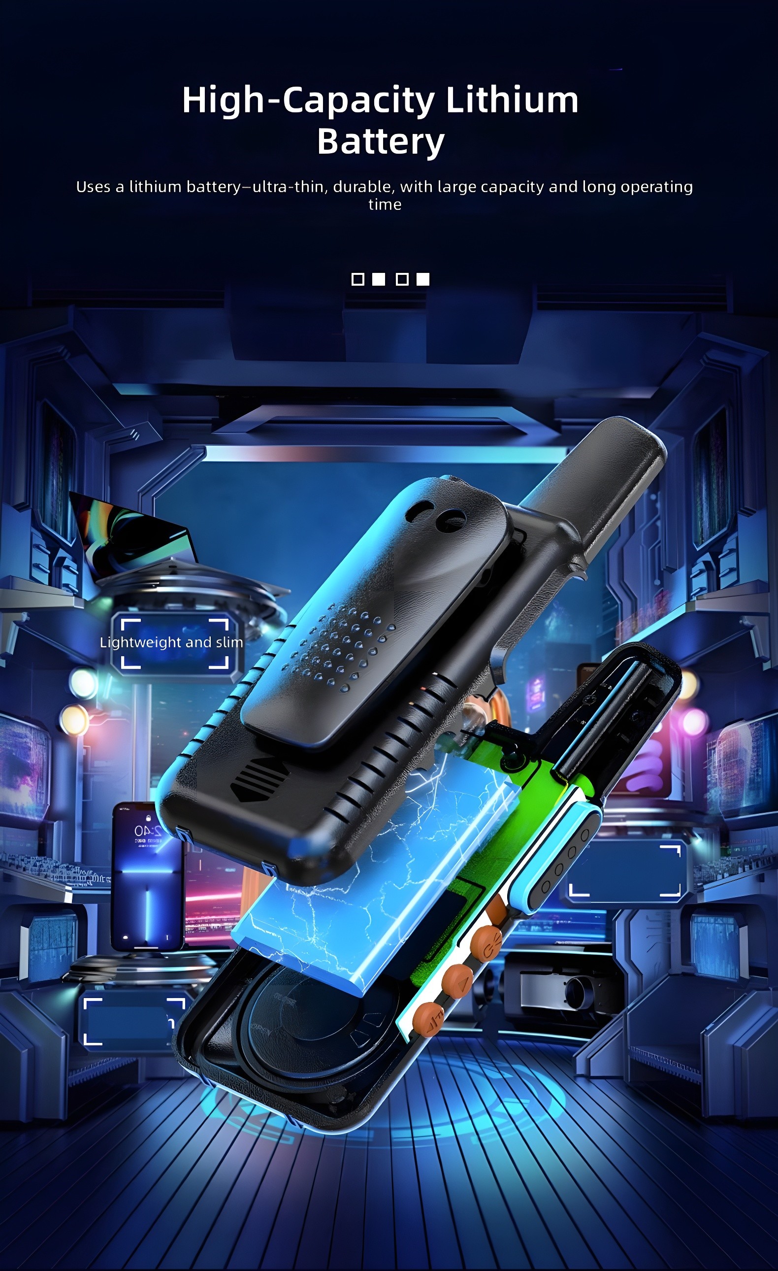 High-Capacity Lithium Battery – Ultra-thin, durable, with large capacity and long operating time (Detailed Cutaway)