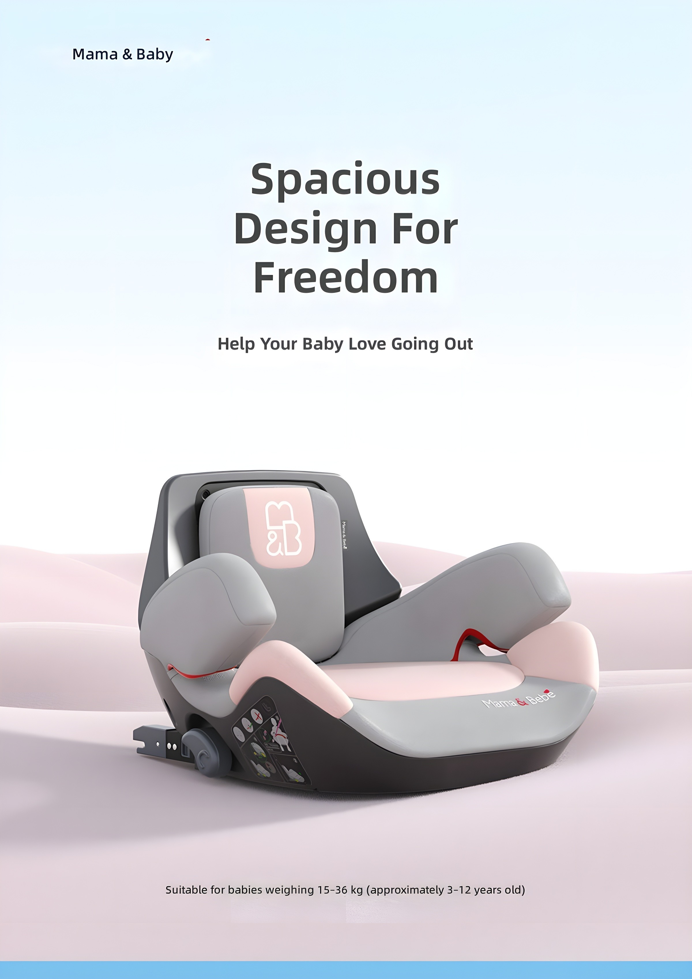 Spacious Design For Freedom: Soft Mist Pink model showcasing ergonomic comfort and clean aesthetic