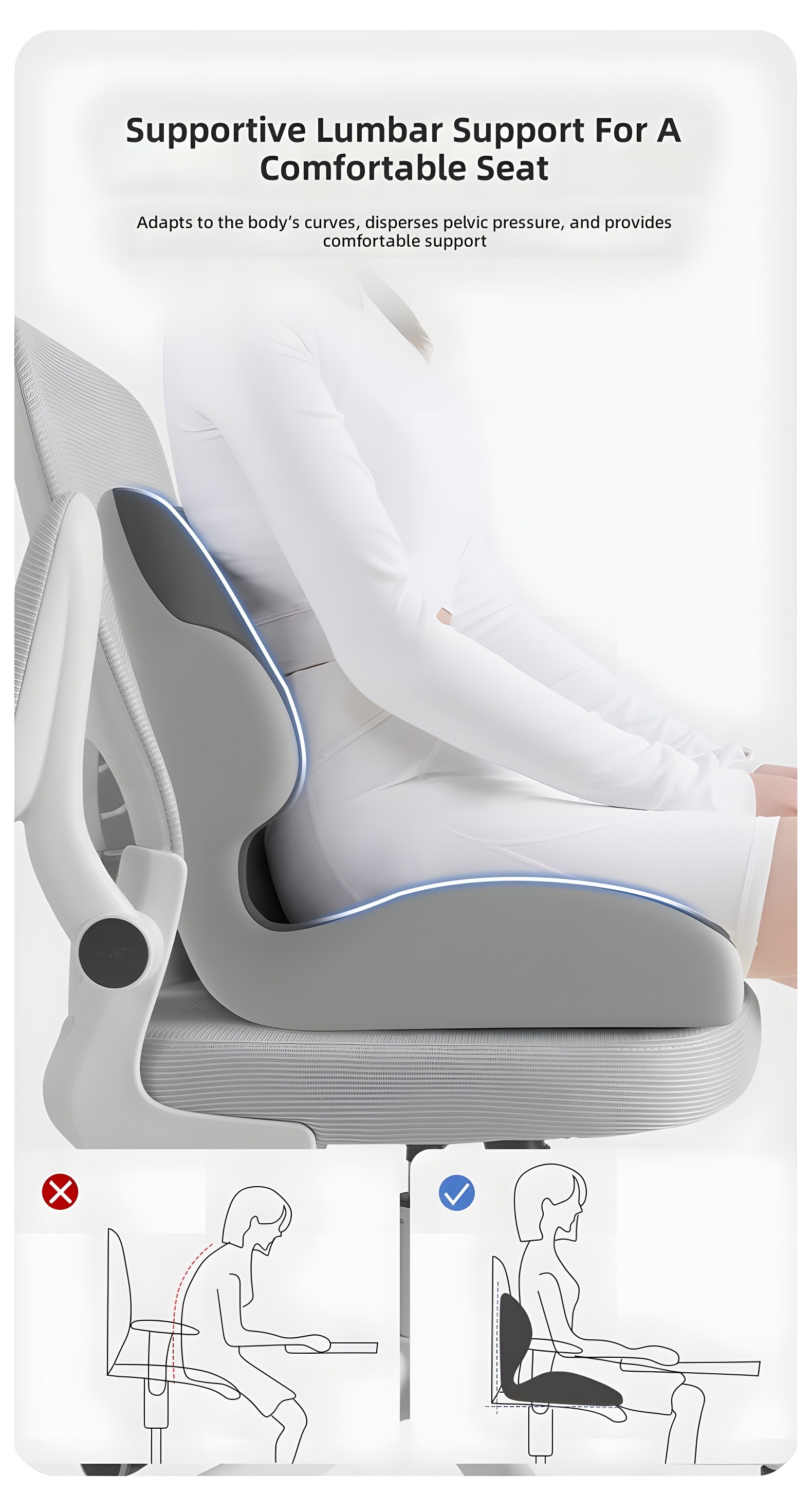 Supportive Lumbar Support For A Comfortable Seat - Side View with User