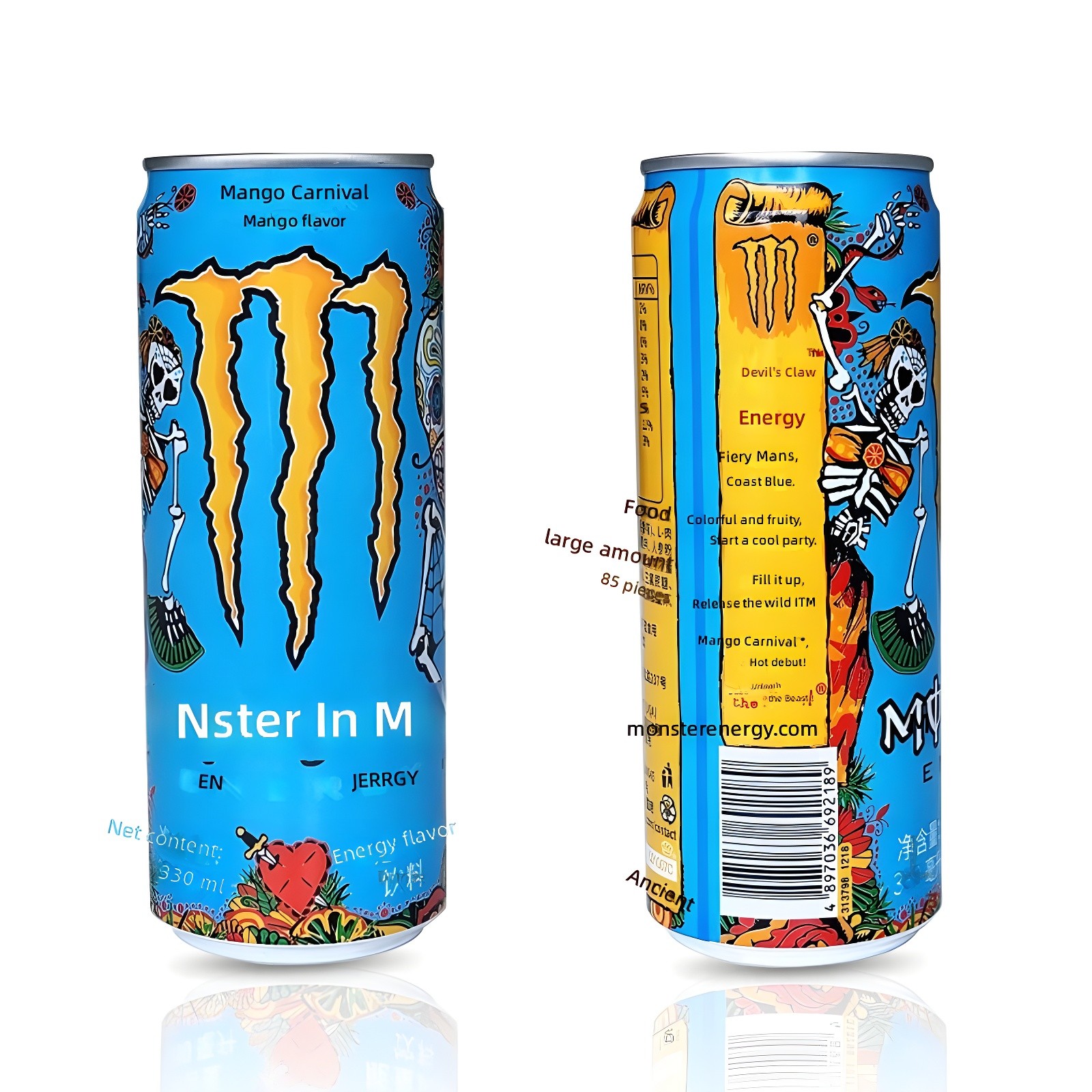 MONSTER ENERGY Original Back Label with Nutrients and Ingredients